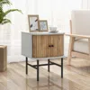 Hivvago Mid-century Modern Nightstand With Sliding Doors And Storage Cabinet-white