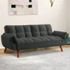 Hivvago Mid-century Modern Sofa Bed In Dark Grey Linen Polyester Tufted Upholstery In Gray