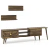 Hivvago Mid-century Modern Tv Stand For Tvs Up To 85 Inch With Open Compartments-walnut
