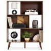 Hivvago Mid Century Style Bookcase Storage Shelving Unit In Walnut Wood Finish In Brown