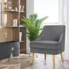 Hivvago Mid Century Velvet Accent Chair With Rubber Wood Legs For Bedroom-gray