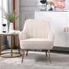 Hivvago Mid Century Velvet Sherpa Armchair In White