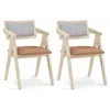 Hivvago Mid Century Wooden Accent Chairs With Leathaire Seat Cushions Set Of 2