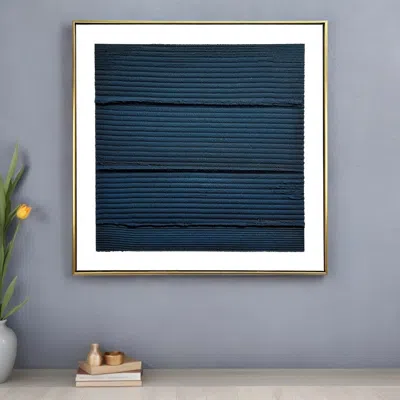Hivvago Midnight Waves Gold Floater Frame Wall Art In Multi