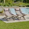 Hivvago Mikki Portable Sling Chair Set Of 2 With Pillows, Gray Polyester, Wood Base In Gray