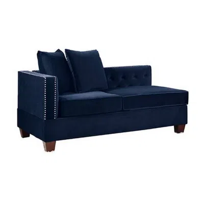 Hivvago Mina 58 Inch One Arm Reversible Chaise, 2 Pillows, Nailhead Trim, Indigo In Blue