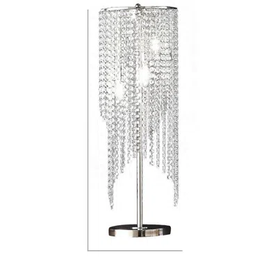 Hivvago Mindy 30 Inch Table Lamp, Crystal Raindrops Design, Metal, Clear Finish