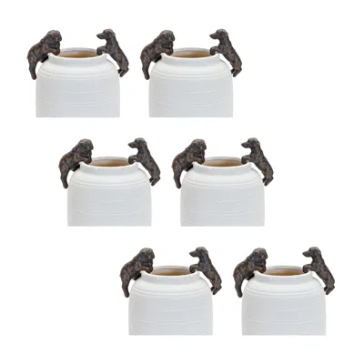 Hivvago Mini Dachshund And Bull Dog Pot Hanger (set Of 6) In Blue