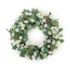 Hivvago Mini Daisy And Foliage Wreath 22"d In Green