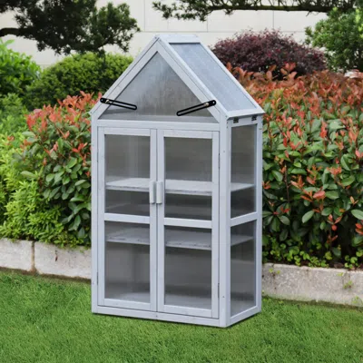 Hivvago Mini Greenhouse Kit Indoor And Outdoor Tiered Plant Display Stand- White