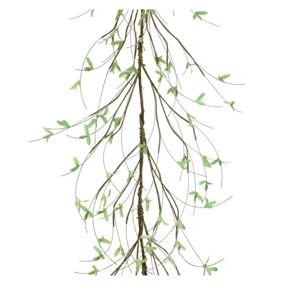 Hivvago Mini Leaf Twig Garland (set Of 2) In Green