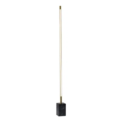 Hivvago Minimalist Ambient Glow Led Floor Lamp With Dimmer In Antique Brass And Black Marble In Gold