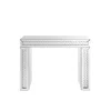 Hivvago Mirror Accented Wood And Glass Vanity Desk With Faux Crystal Inlay, Silver