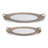 Hivvago Mirror Tray With Ornate Metal Frame (set Of 2) In Brown