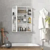Hivvago Mirrored Bathroom Medicine Cabinet With Single Mirror Door And Adjustable Shelf-white