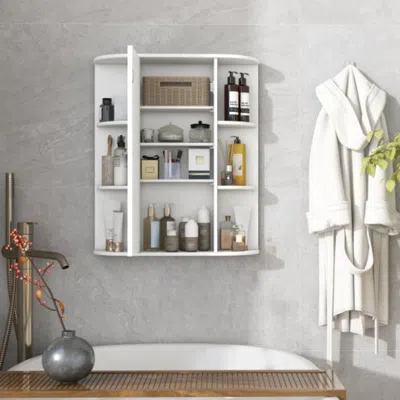 Hivvago Mirrored Bathroom Medicine Cabinet With Single Mirror Door And Adjustable Shelf-white