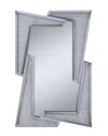 Hivvago Mirrored Wooden Frame Accent Wall Decor With Four L Shaped Borders, Clear In Gray