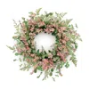 Hivvago Mixed Blossom Floral Wreath 18"d In Green