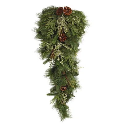 Hivvago Mixed Pine Juniper And Pincone Wall Swag 32"h In Green