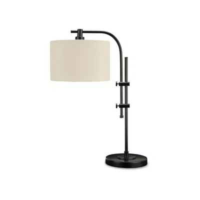 Hivvago Mney Accent Lamp, Adjustable Arm, White Drum, 26 Inch Black Metal