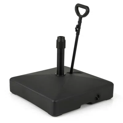 Hivvago Mobile Patio Umbrella Base Water Sand Fillable Market Table Umbrella Stand With 3 Wheels In Black