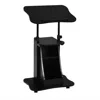 Hivvago Mobile Podium Stand Height Adjustable Laptop Cart With Tilting Tabletop And Storage Compartments