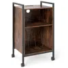 Hivvago Mobile Record Player Stand With Power Outlet-rustic Brown