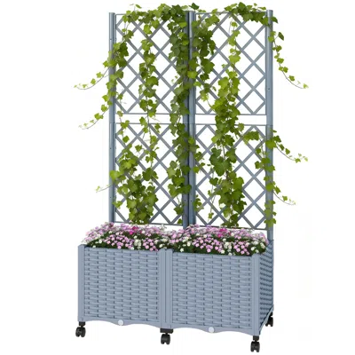 Hivvago Mobile Self-watering Raised Planter With Trellis In Blue