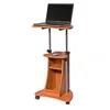 Hivvago Mobile Sit Down Stand Up Desk Adjustable Height Laptop Cart In Wood-grain Finish In Brown