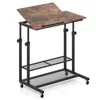 Hivvago Mobile Stand Up Desk Height Adjustable Standing Table With Tilting Tabletop-rustic Brown