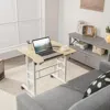Hivvago Mobile Standing Up Desk Adjustable Computer Desk Tilting Workstation-natural