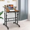 Hivvago Mobile Standing Up Desk Adjustable Computer Desk Tilting Workstation-walnut