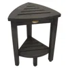 Hivvago Mod Gray Teak 18" Curvilinear Corner Shower Bench With Shelf In Black
