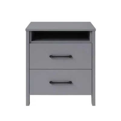 Hivvago Modern 2-drawer Bedside Table Nightstand With Open Shelf In Grey Wood Finish In Gray