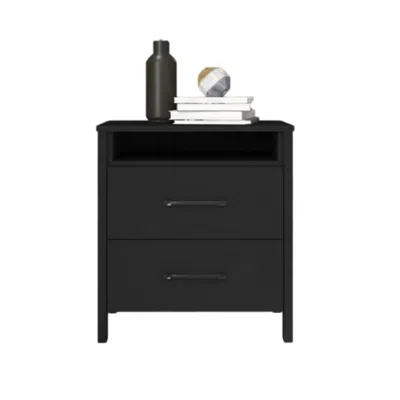 Hivvago Modern 2-drawer Nightstand Bedside Table In Black Wood Finish