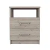 Hivvago Modern 2-drawer Nightstand With Open Shelf In Beige Wood Finish In Gray