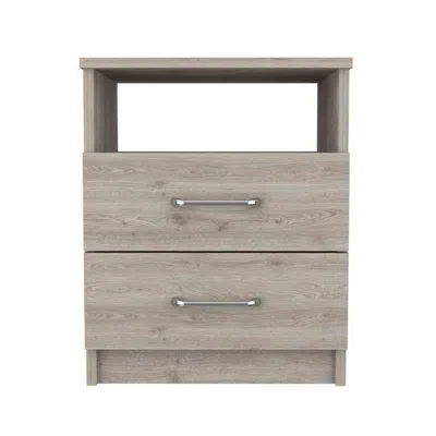 Hivvago Modern 2-drawer Nightstand With Open Shelf In Beige Wood Finish In Gray
