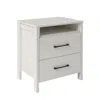 Hivvago Modern 2-drawer Nightstand With Open Shelf In Ivory Wood Finish In White