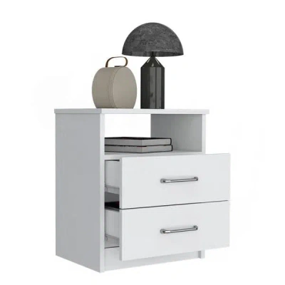 Hivvago Modern 2-drawer Nightstand With Open Shelf In White Wood Finish