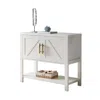 Hivvago Modern 2 Drawer Wooden Storage Console Table White In White