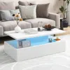 Hivvago Modern 2-tier High Glossy Table With Adjustable Light Colors For Living Room-white