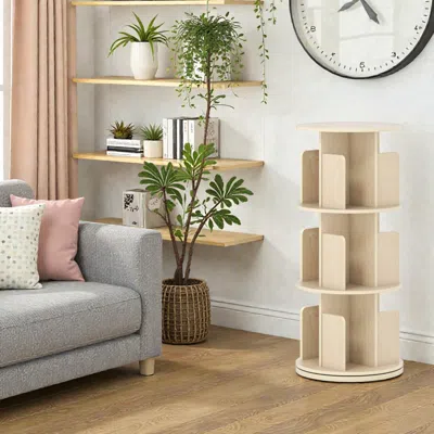 Hivvago Modern 3-level Swivel Book Rack With Dividers And Protective Edges In Neutral