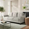 Hivvago Modern 3-seater Upholstered Sofa In Cream Microfiber With Button Tufted Cushions