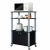 Hivvago Modern 3-shelf Kitchen Baker's Rack Cart On Wheels In Black Wood Finish In Black