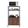 Hivvago Modern 3-shelf Kitchen Baker's Rack Cart On Wheels In Brown Wood Finish In Brown