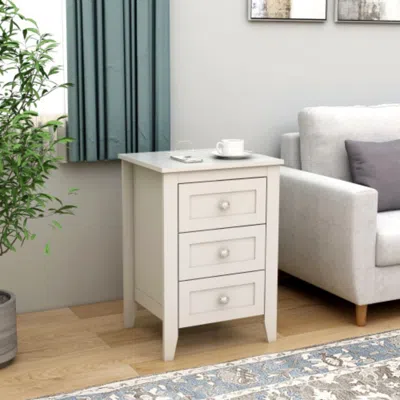 Hivvago Modern 3 Tier White Drawers Nightstand With Charging Station Usb Ports And Power Outlets