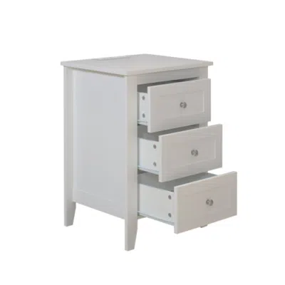 Hivvago Modern 3 Tier White Drawers Nightstand With Charging Station Usb Ports And Power Outlets