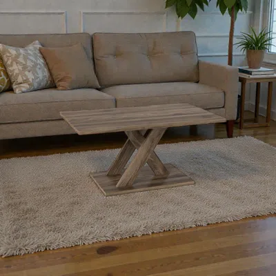 Hivvago Modern 37.5" Center Table With Solid Rubber Wood Frame And Stable Support In Brown