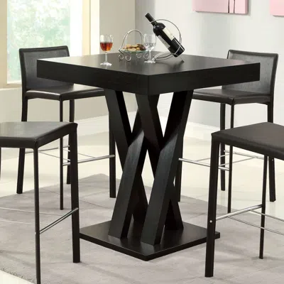 Hivvago Modern 40-inch High Square Dining Table In Dark Cappuccino Finish In Black