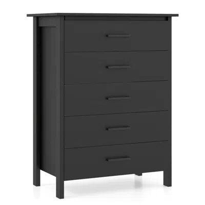 Hivvago Modern 5-drawer Multipurpose Chest Dresser With Metal Handles In Gray